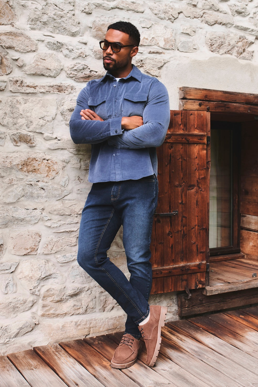Cord Overshirt in Slate Blue
