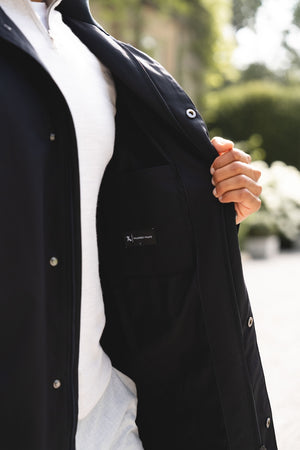 Funnel Neck Shower Resistant Coat in Black