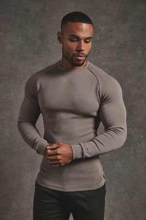 Heavy Weight Textured Crew Neck in Soft Khaki