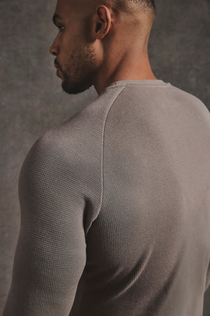 Heavy Weight Textured Crew Neck in Soft Khaki