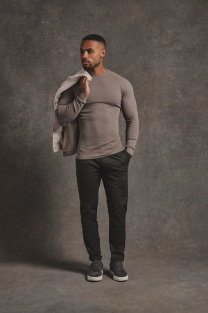 Heavy Weight Textured Crew Neck in Soft Khaki