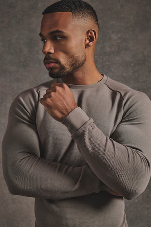 Heavy Weight Textured Crew Neck in Soft Khaki