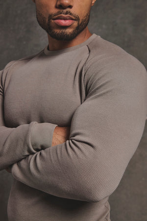 Heavy Weight Textured Crew Neck in Soft Khaki