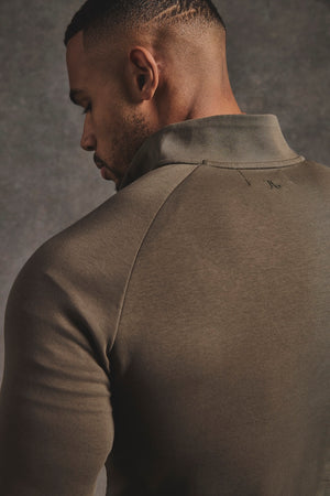 Interlock Half Zip Sweatshirt in Deep Khaki