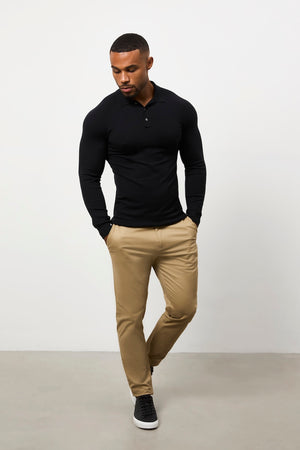 Knitted Polo Shirt in Black