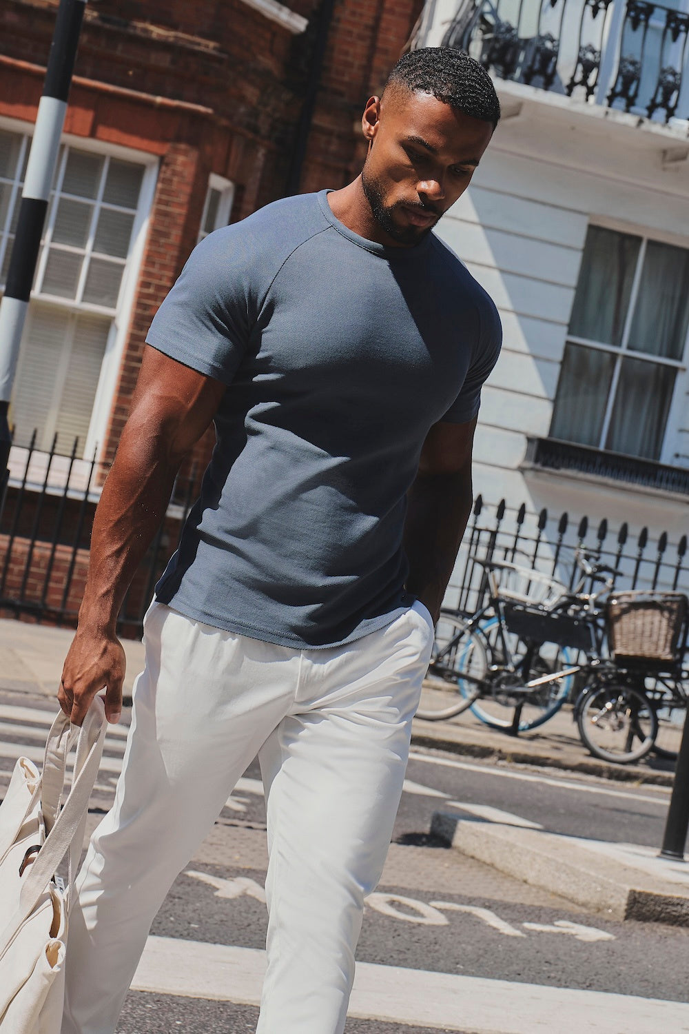 Textured Jersey T-Shirt in Slate