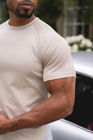 Mercerised Cotton T-Shirt in Stone