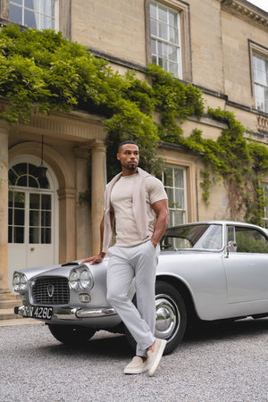 Mercerised Cotton T-Shirt in Stone