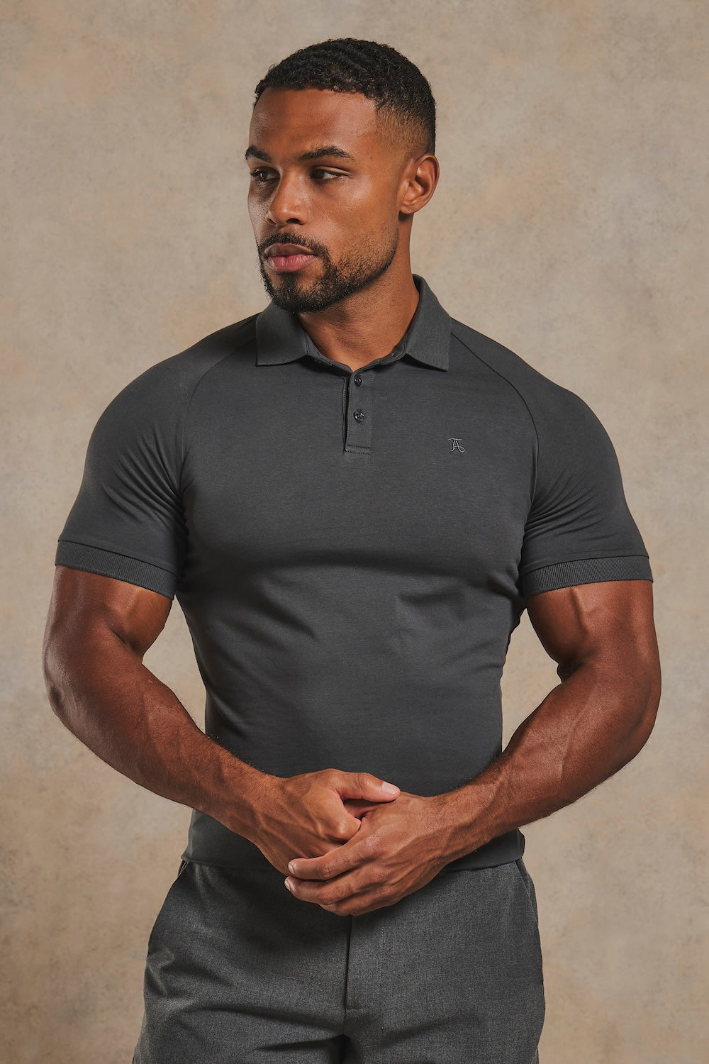 Muscle Fit Polo Shirt in Charcoal