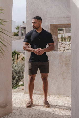 Muscle Fit Chino Shorts in Khaki - TAILORED ATHLETE - ROW