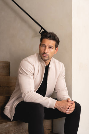 Jersey Bomber Jacket in Stone