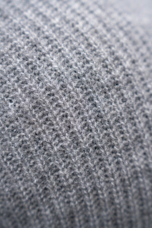 Fisherman Rib Half Zip in Mid Grey Marl