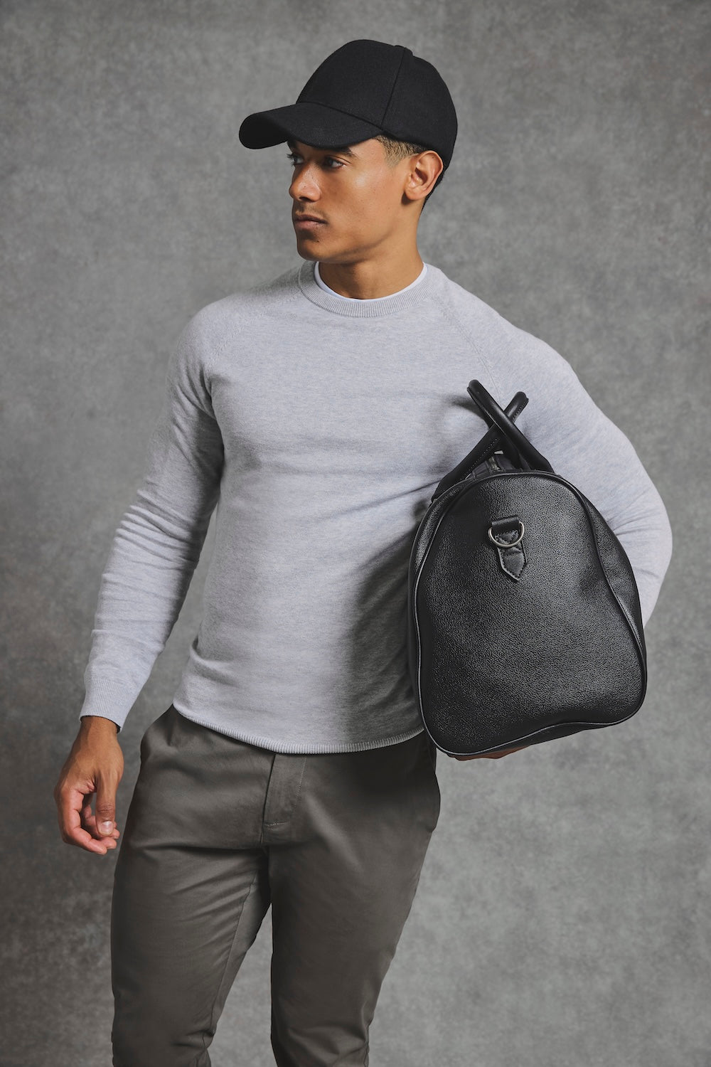 Pure Cotton Knitted Crew Neck Jumper in Silver Grey Marl