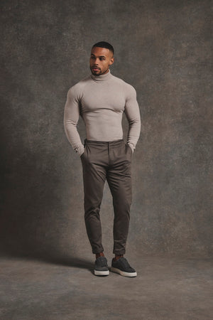 Smart Chino Side Adjuster Trousers in Mocha