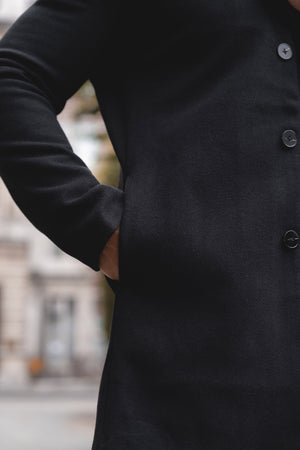 Single Breasted Overcoat in Black
