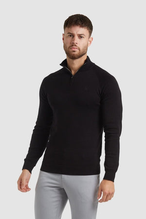 Half Zip Neck in Black - TAILORED ATHLETE - ROW