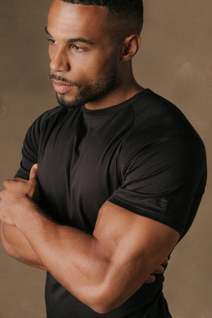 Mercerised Cotton T-Shirt in Black