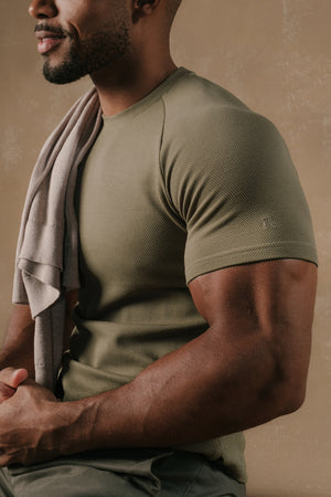 Textured Jersey T-Shirt in Khaki