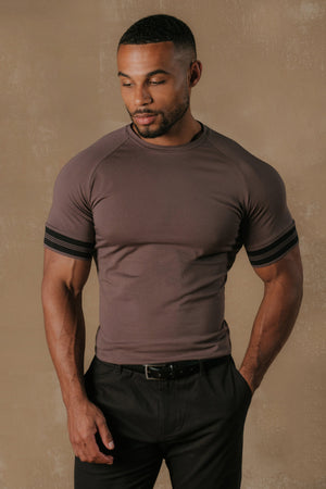 Tipped Fashion Fit T-Shirt in Mocha and Black