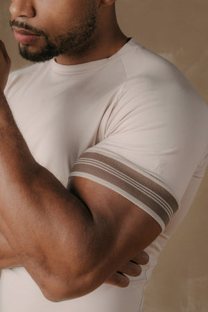 Tipped Fashion Fit T-Shirt in Stone and Mocha