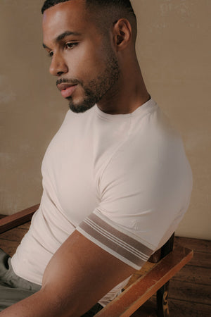 Tipped Fashion Fit T-Shirt in Stone and Mocha