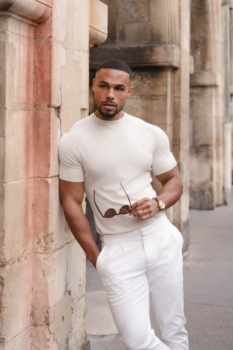 Fine Gauge Knitted T-Shirt in Linen - TAILORED ATHLETE - ROW