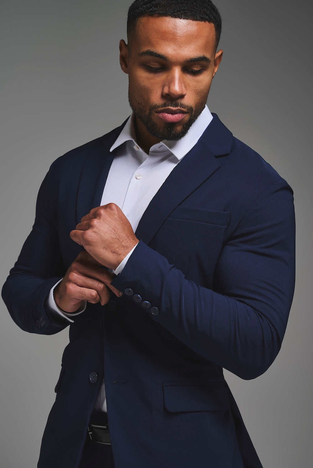 True Muscle Fit Tech Suit Jacket in Navy