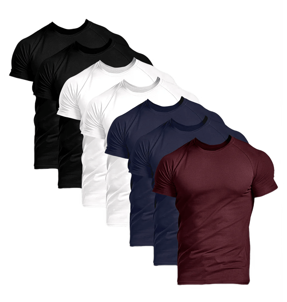 Image of True Muscle Fit T-shirt bundles with a focus on the variety and quality of the apparel