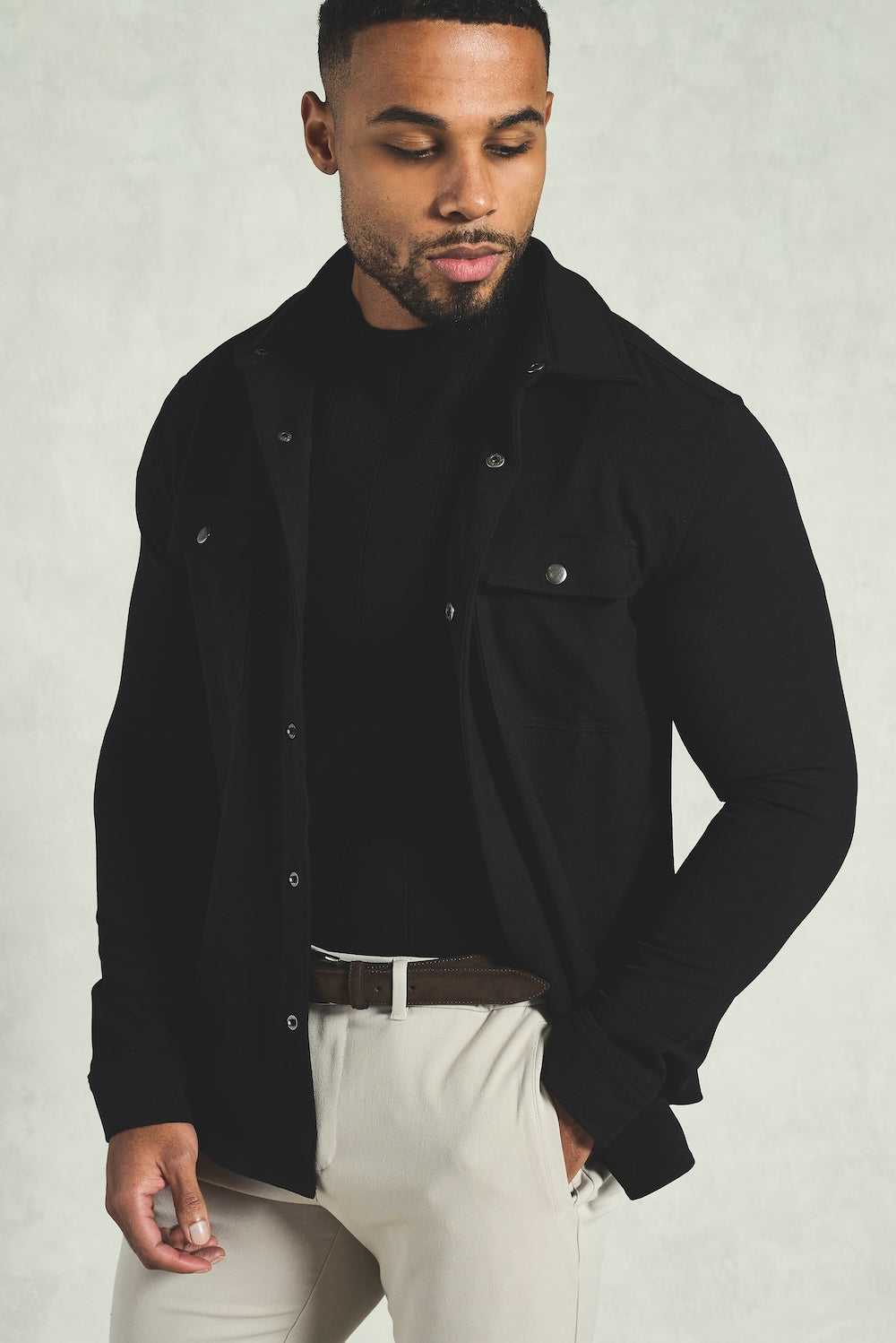 Twill Textured Shirt in Black