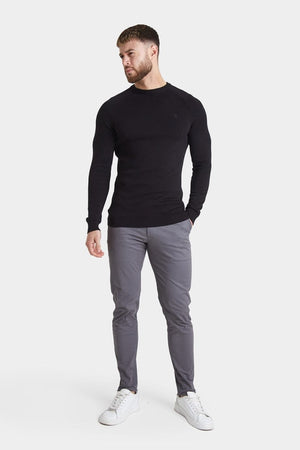 Cotton Crew Neck Jumper in Black - TAILORED ATHLETE - ROW
