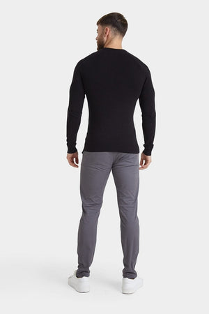 Cotton Crew Neck Jumper in Black - TAILORED ATHLETE - ROW