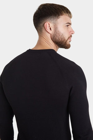 Cotton Crew Neck Jumper in Black - TAILORED ATHLETE - ROW