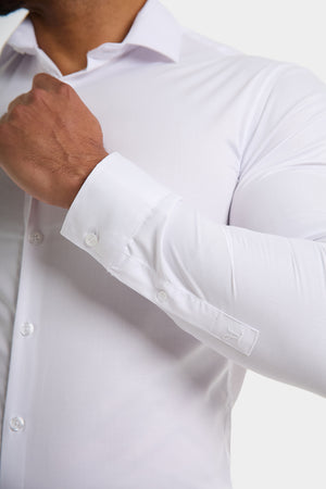 Muscle Fit Cutaway Collar Shirt in White - TAILORED ATHLETE - ROW