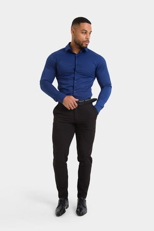 Muscle Fit Dress Shirt in Navy - TAILORED ATHLETE - ROW