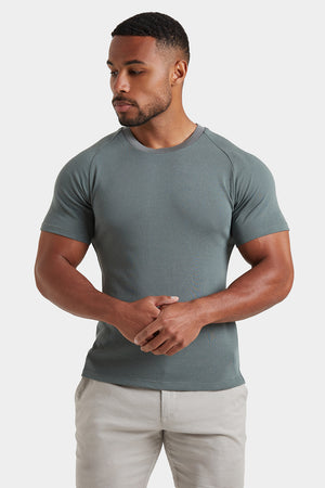 Knit Look T-Shirt in Khaki Grey - TAILORED ATHLETE - ROW