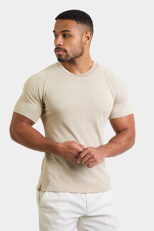 Knit Look T-Shirt in Stone - TAILORED ATHLETE - ROW