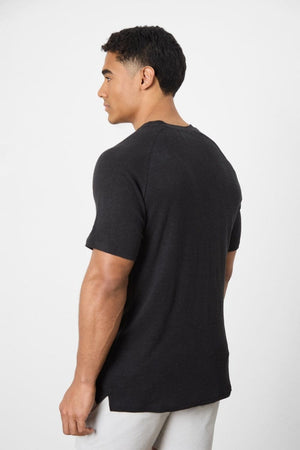 Linen Blend Knit Look T-shirt in Black - TAILORED ATHLETE - ROW