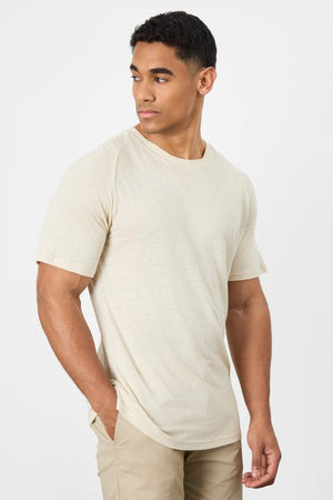 Linen Blend Knit Look T-shirt in Oatmeal - TAILORED ATHLETE - ROW