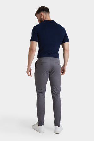 Muscle Fit Cotton Stretch Chino Trouser in Dark Grey - TAILORED ATHLETE - ROW
