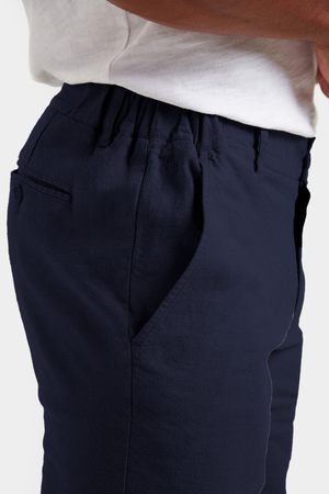 Linen-blend Shorts in Navy - TAILORED ATHLETE - ROW