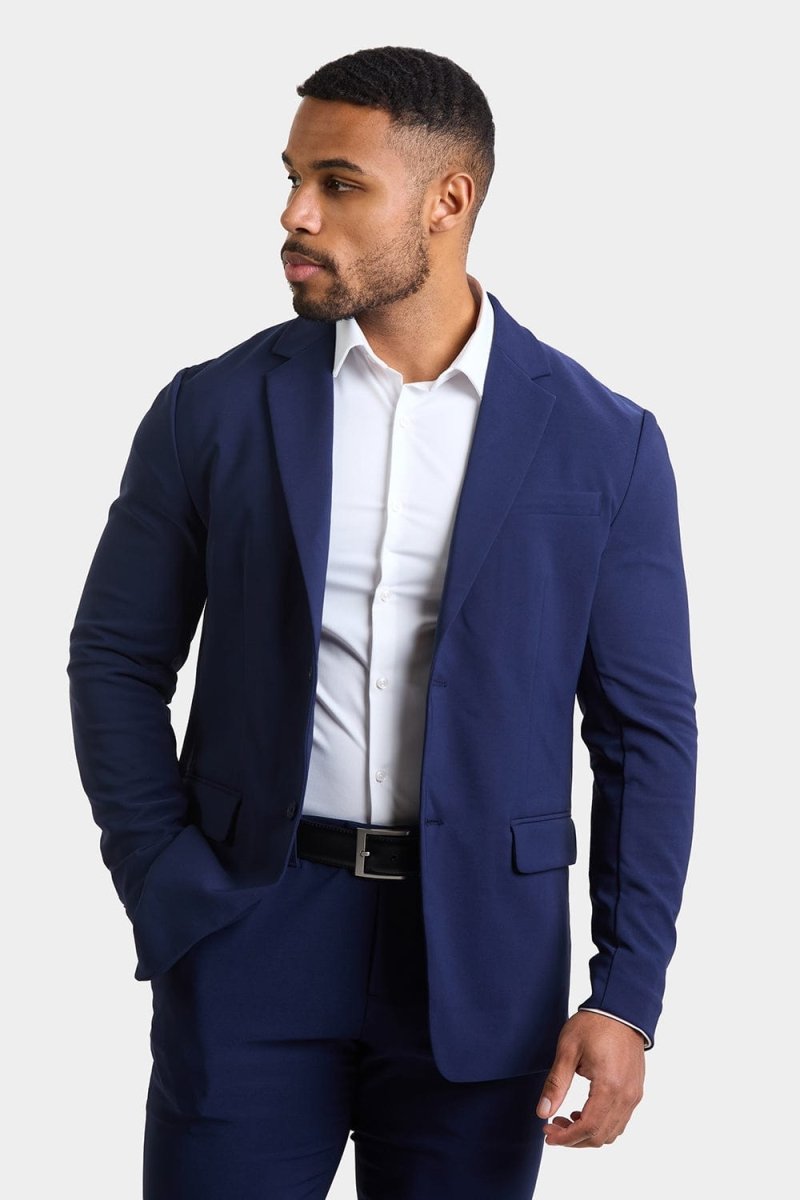 True Muscle Fit Tech Suit Jacket in Navy - TAILORED ATHLETE - ROW