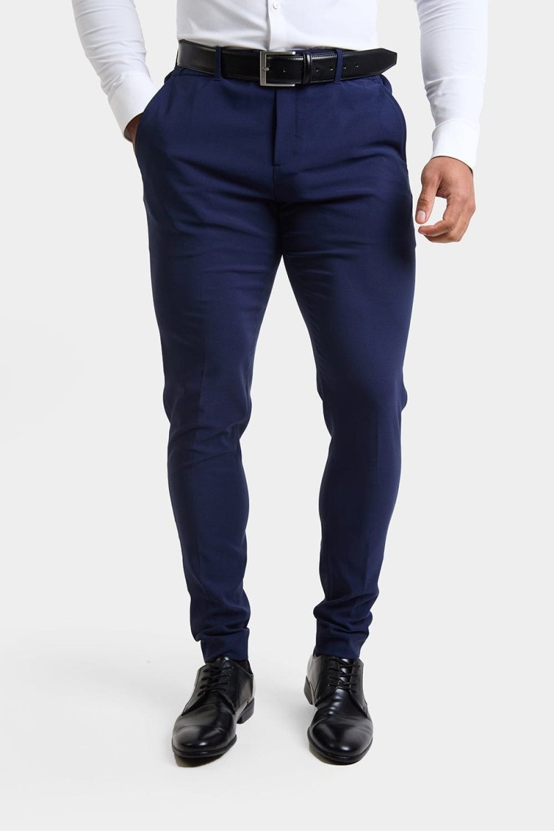 True Muscle Fit Tech Suit Trousers in Navy - TAILORED ATHLETE - ROW