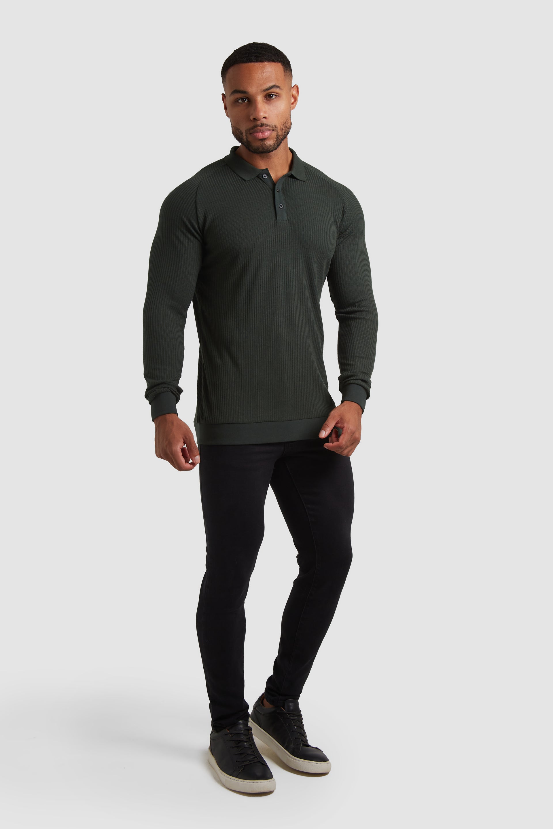 Ribbed Polo in Dark Forest - TAILORED ATHLETE - ROW