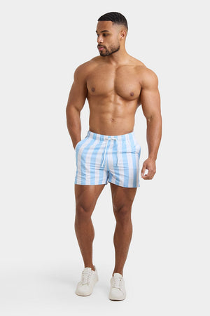 Printed Stripe Swim Shorts in Blue/White - TAILORED ATHLETE - ROW
