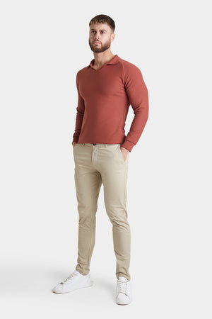 Muscle Fit Cotton Stretch Chino Trouser in Stone - TAILORED ATHLETE - ROW