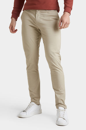 Muscle Fit Cotton Stretch Chino Trouser in Stone - TAILORED ATHLETE - ROW