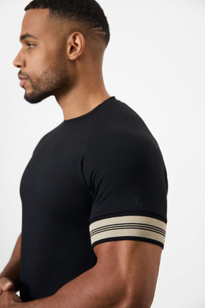 Tipped Fashion Fit T-Shirt in Black/Stone