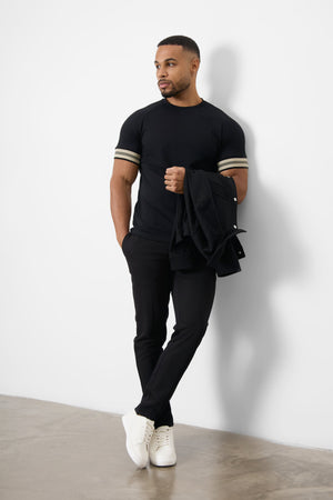 Tipped Fashion Fit T-Shirt in Black/Stone