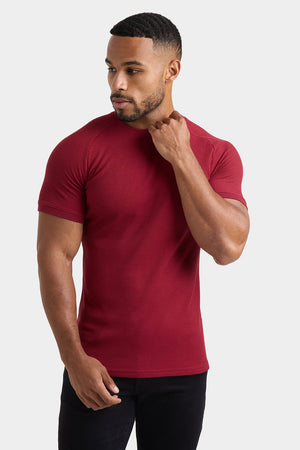 Short Sleeve Waffle T-Shirt in Claret - TAILORED ATHLETE - ROW