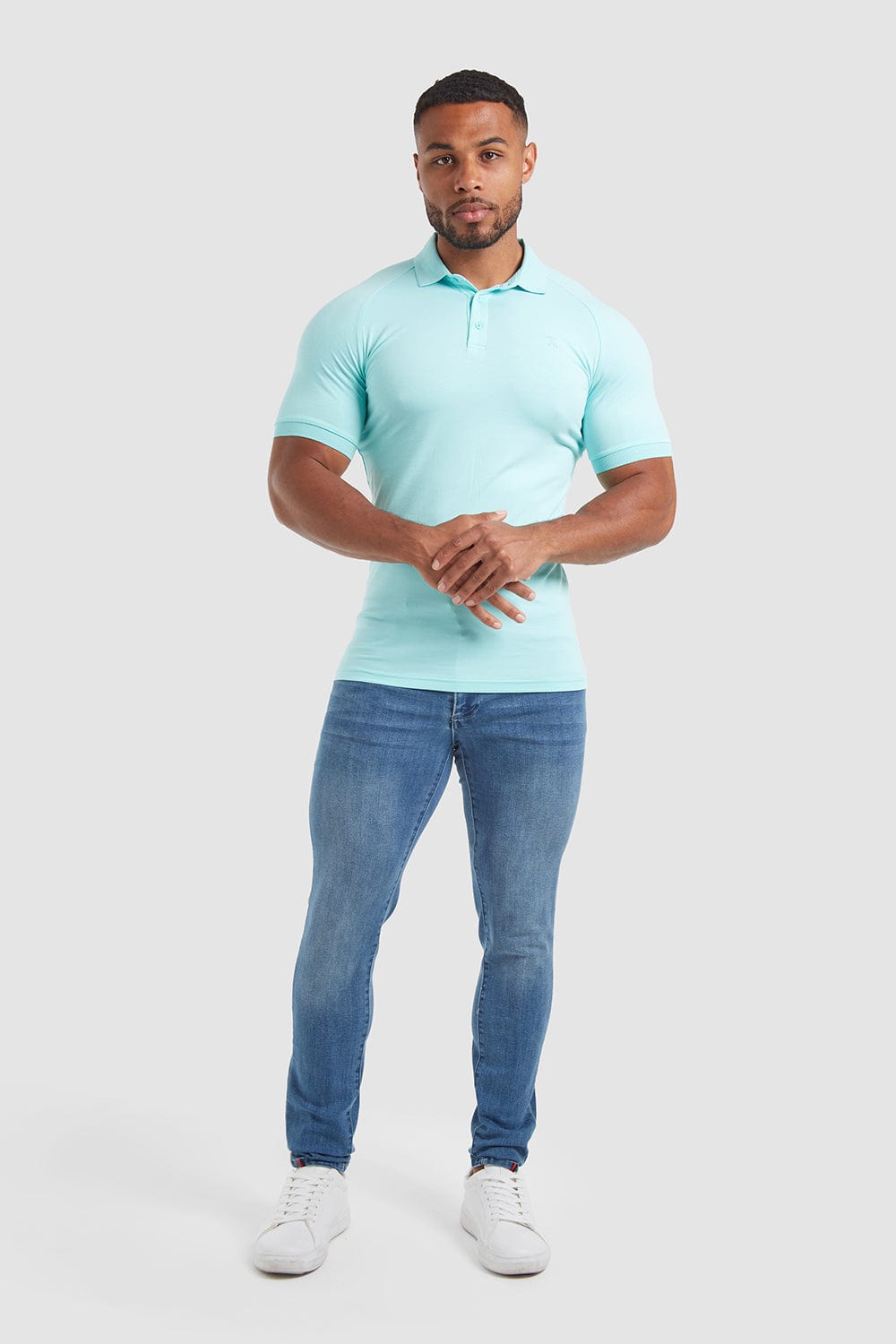 Muscle Fit Polo Shirt in Lagoon - TAILORED ATHLETE - ROW